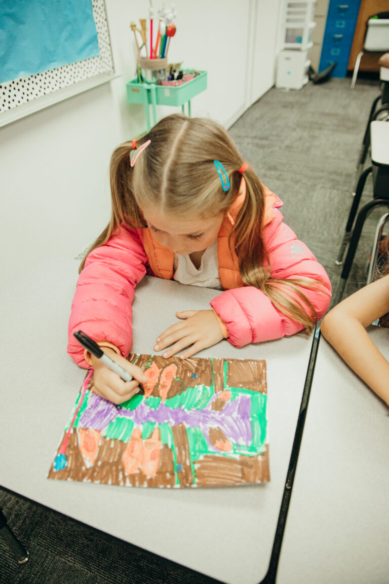 Second Grade Cursive Name Bugs in Art Class